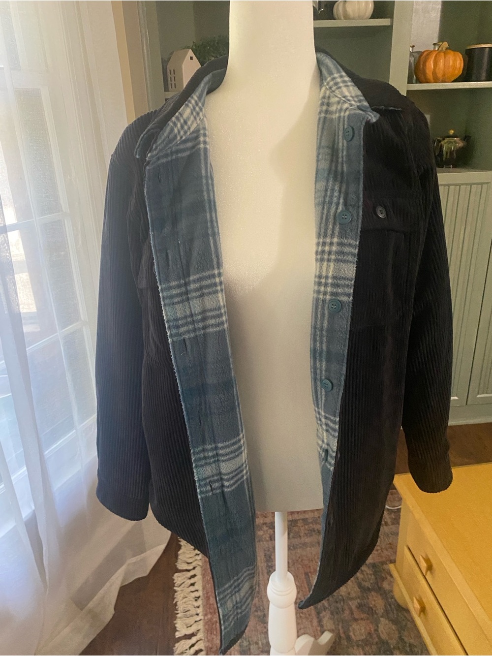 Reversible Plaid and Corduroy Jacket